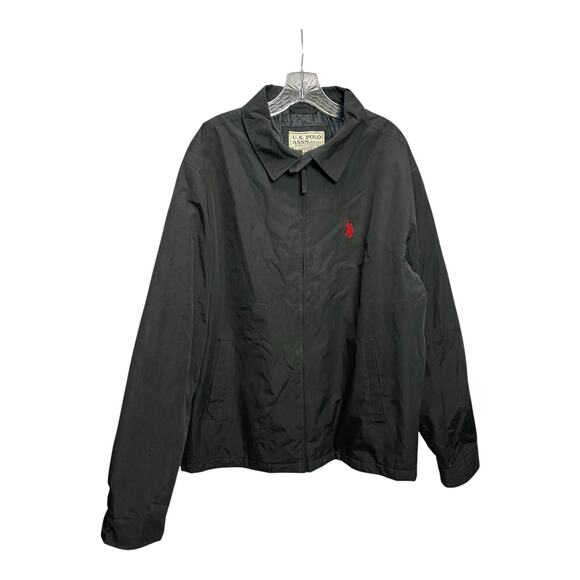 US Polo Assn Jacket Mens Black Harrington Full Zip Bomber XL - Picture 1 of 7